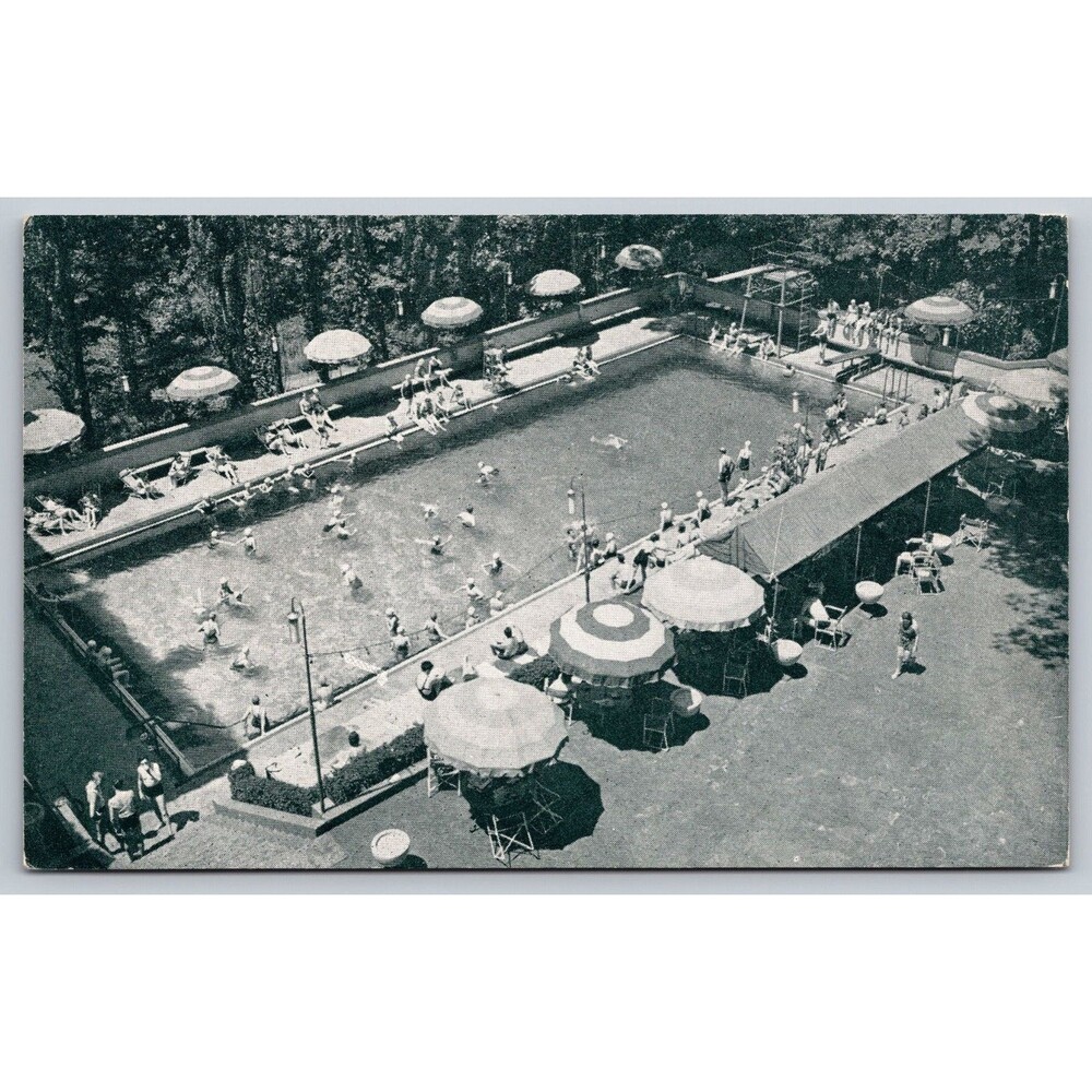 Vtg Postcard Wardman Park Hotel Outdoor Swimming Pool Washington DC 1940s 50s